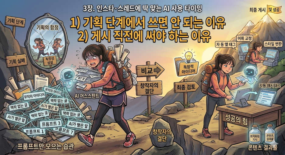 인스타·스레드에서 AI는 언제 써야 할까? 『AI 활용으로 하루 30분, 인스타·스레드 월 1,000만 원 만드는 법』이 말하는 딱 맞는 타이밍
