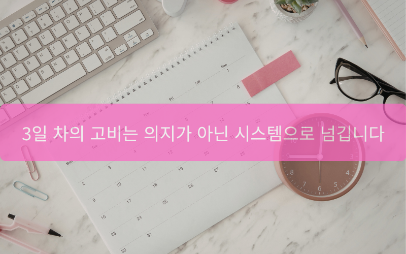 [21일의 기적-3일차] 작심삼일 끝! 의지력 0으로도 실행력을 유지하는 환경 설계